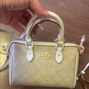Coach Beige and White Mini Bag